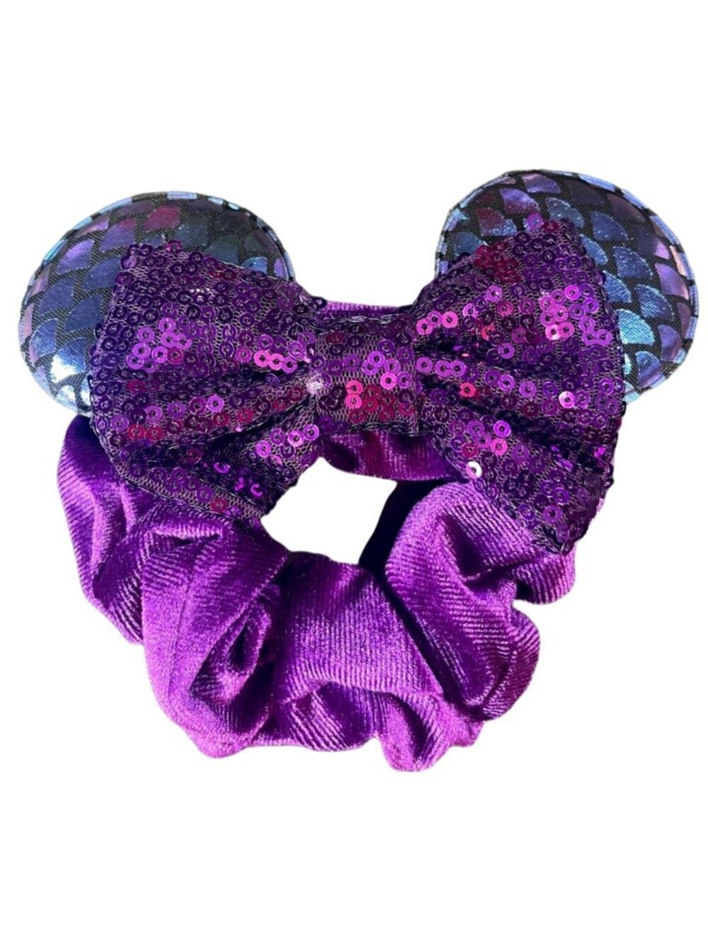Minnie Mouse Ears Hair Scrunchies Mermaid Velvet Hair Rubber Band Sequins Hair